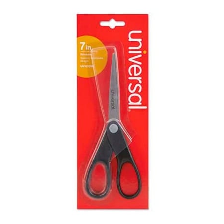 Universal Universal Economy Scissors, 7" Length, Straight Handle, Stainless Steel, Black UNV92008***